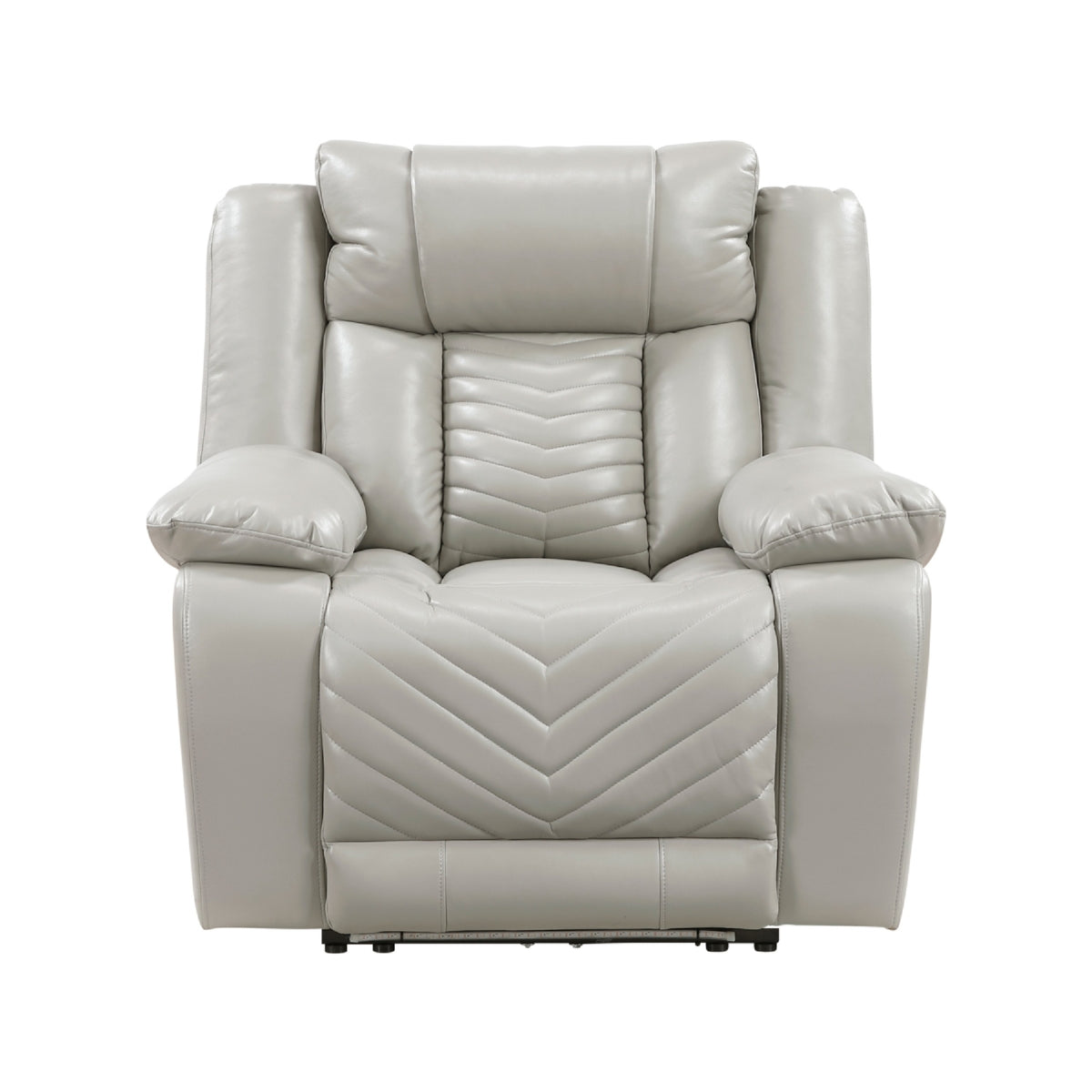 Power Reclining Chair, USB Ports and Blue LED, Foam Fill Gray Faux Leather  - BM347855