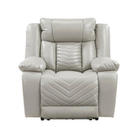 Power Reclining Chair, USB Ports and Blue LED, Foam Fill Gray Faux Leather  - BM347855
