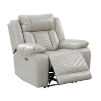 Power Reclining Chair, USB Ports and Blue LED, Foam Fill Gray Faux Leather  - BM347855