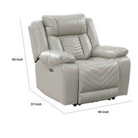 Power Reclining Chair, USB Ports and Blue LED, Foam Fill Gray Faux Leather  - BM347855