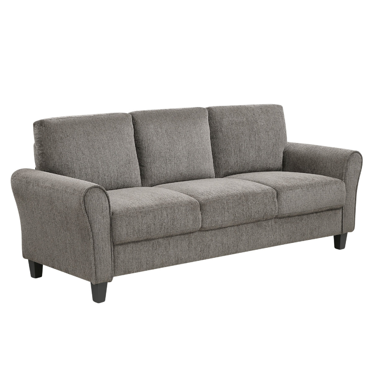 Leroi 3 Seater Sofa, Brown Chenille Padded Seats and Rolled Arms  - BM347859