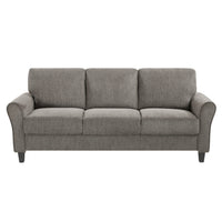 Leroi 3 Seater Sofa, Brown Chenille Padded Seats and Rolled Arms  - BM347859