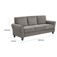 Leroi 3 Seater Sofa, Brown Chenille Padded Seats and Rolled Arms  - BM347859