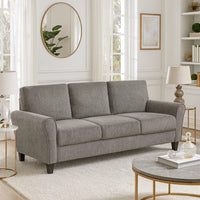 Leroi 3 Seater Sofa, Brown Chenille Padded Seats and Rolled Arms  - BM347859