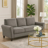Leroi 3 Seater Sofa, Brown Chenille Padded Seats and Rolled Arms  - BM347859