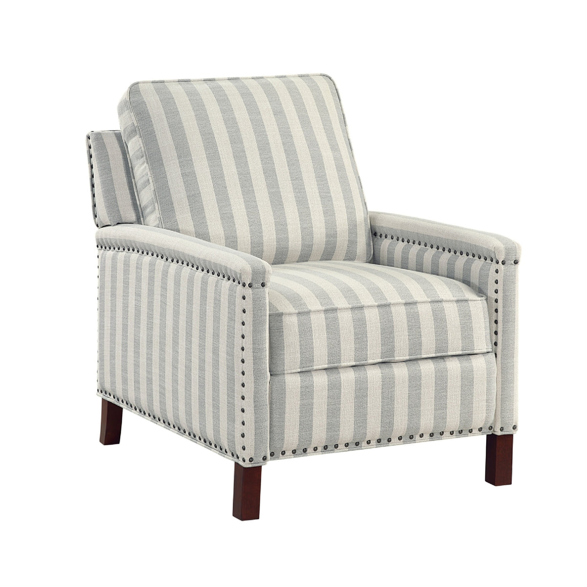 Claire Manual Reclining Chair, Beige and Gray Striped Pattern Polyester  - BM347860