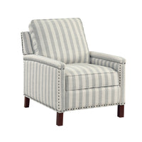 Claire Manual Reclining Chair, Beige and Gray Striped Pattern Polyester  - BM347860