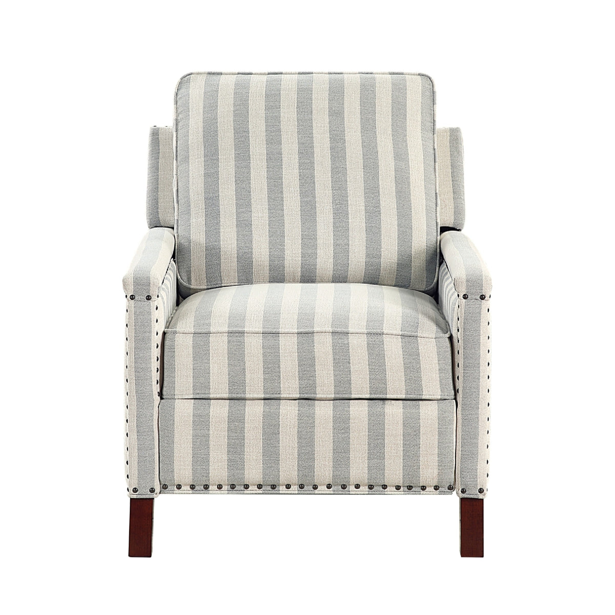 Claire Manual Reclining Chair, Beige and Gray Striped Pattern Polyester  - BM347860