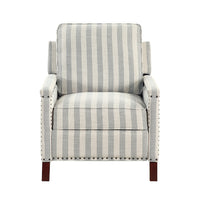 Claire Manual Reclining Chair, Beige and Gray Striped Pattern Polyester  - BM347860