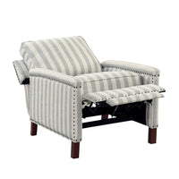 Claire Manual Reclining Chair, Beige and Gray Striped Pattern Polyester  - BM347860