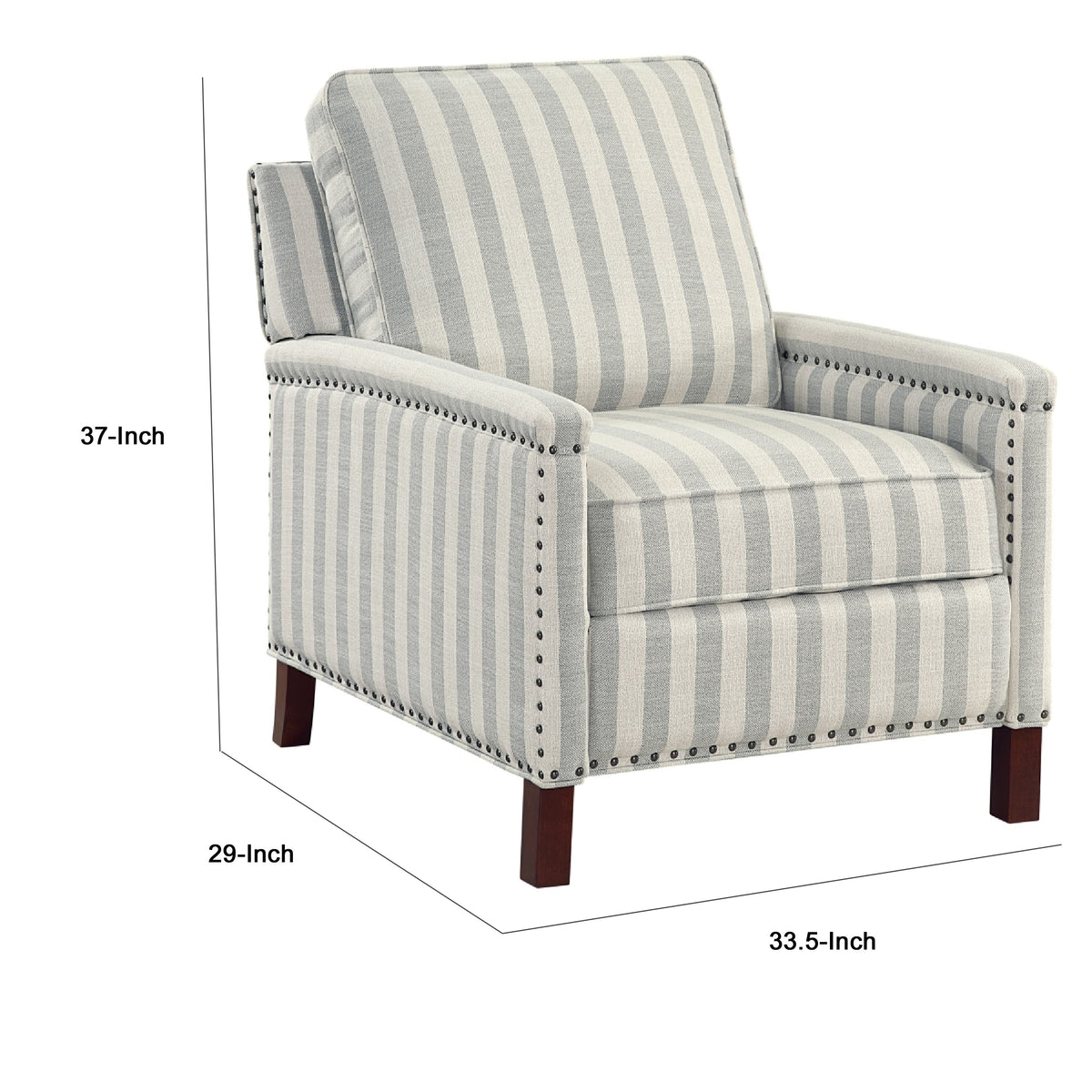 Claire Manual Reclining Chair, Beige and Gray Striped Pattern Polyester  - BM347860