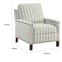 Claire Manual Reclining Chair, Beige and Gray Striped Pattern Polyester  - BM347860