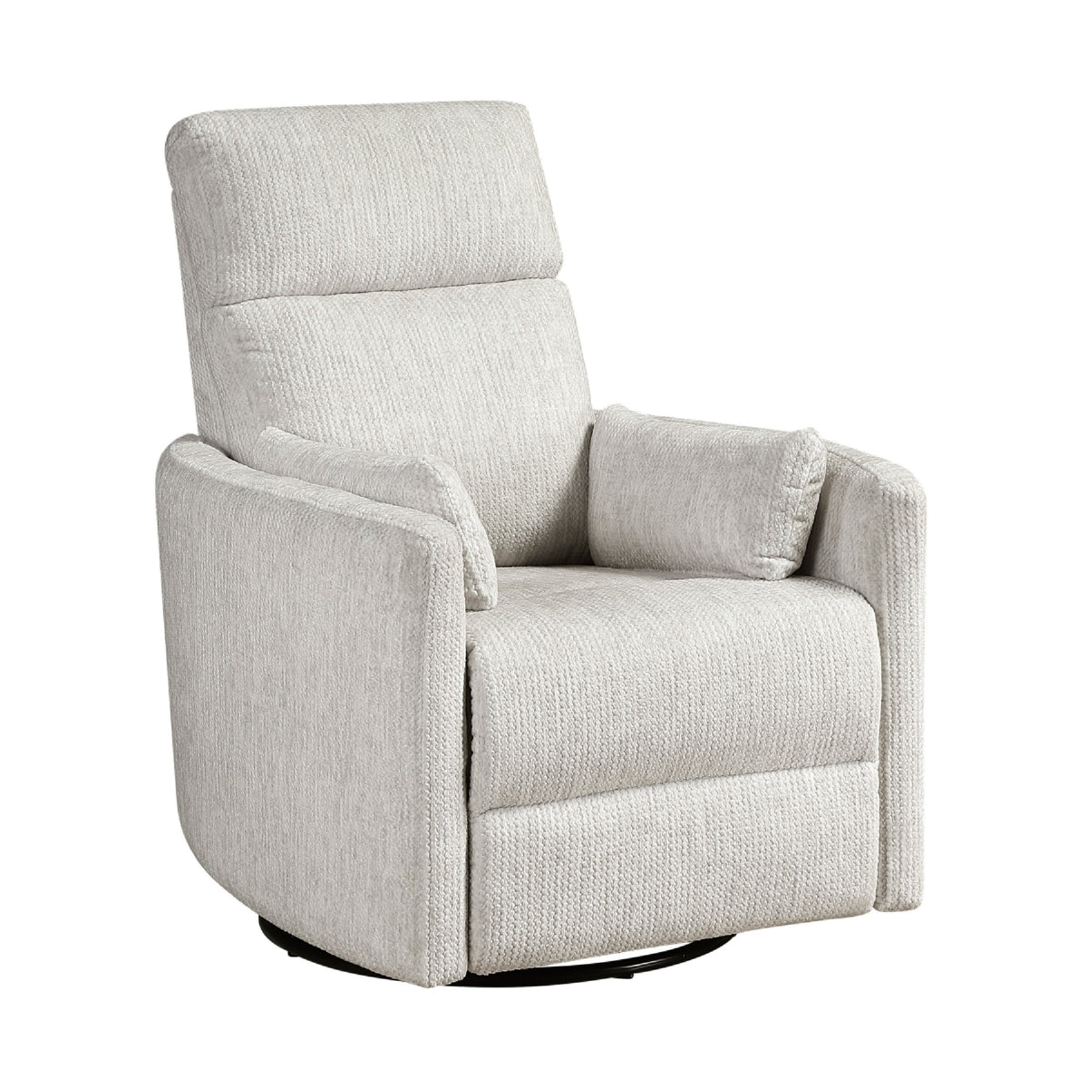Liny Swivel Manual Glider Reclining Chair with 2 Pillows, Beige Microfiber  - BM347865