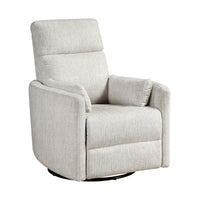 Liny Swivel Manual Glider Reclining Chair with 2 Pillows, Beige Microfiber  - BM347865