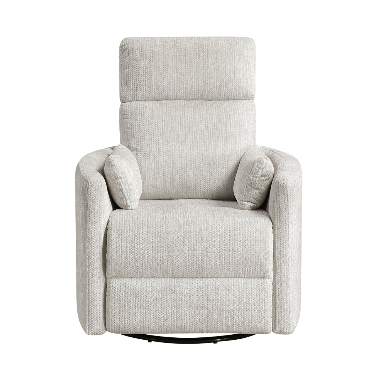 Liny Swivel Manual Glider Reclining Chair with 2 Pillows, Beige Microfiber  - BM347865