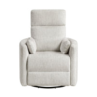 Liny Swivel Manual Glider Reclining Chair with 2 Pillows, Beige Microfiber  - BM347865