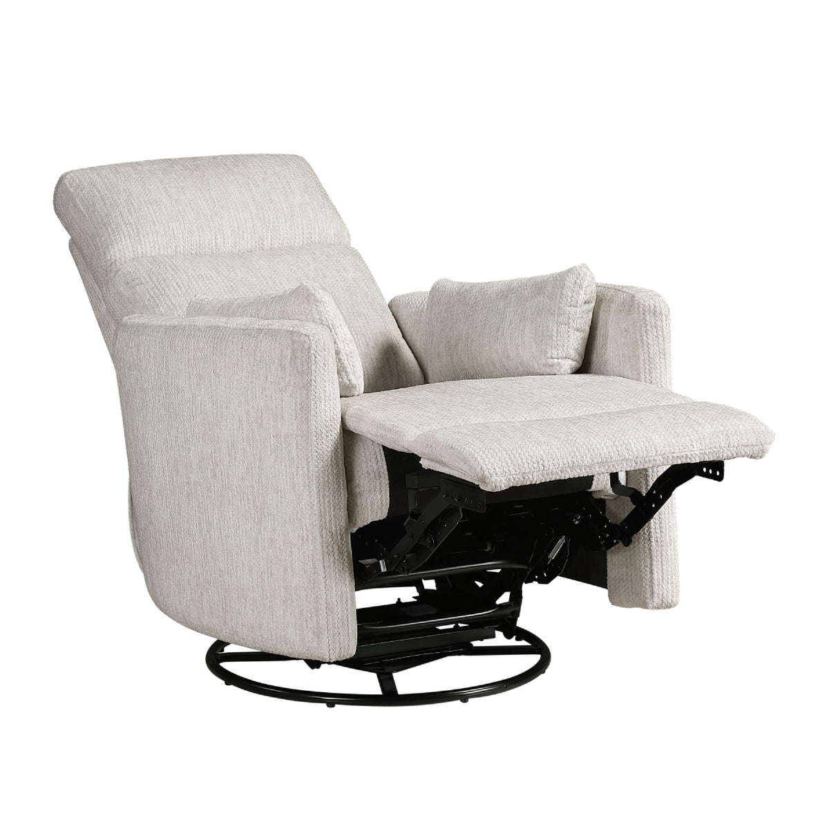 Liny Swivel Manual Glider Reclining Chair with 2 Pillows, Beige Microfiber  - BM347865