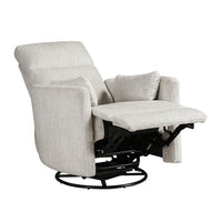 Liny Swivel Manual Glider Reclining Chair with 2 Pillows, Beige Microfiber  - BM347865