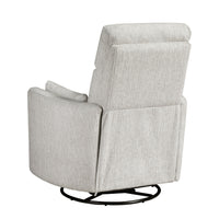 Liny Swivel Manual Glider Reclining Chair with 2 Pillows, Beige Microfiber  - BM347865