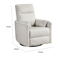 Liny Swivel Manual Glider Reclining Chair with 2 Pillows, Beige Microfiber  - BM347865