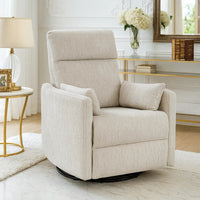 Liny Swivel Manual Glider Reclining Chair with 2 Pillows, Beige Microfiber  - BM347865