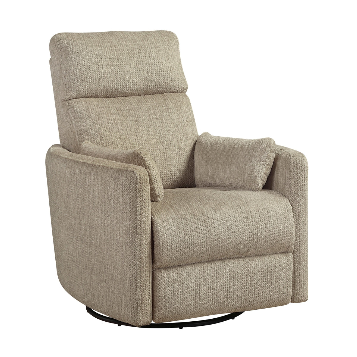 Liny Swivel Manual Glider Reclining Chair with 2 Pillows, Brown Microfiber  - BM347866
