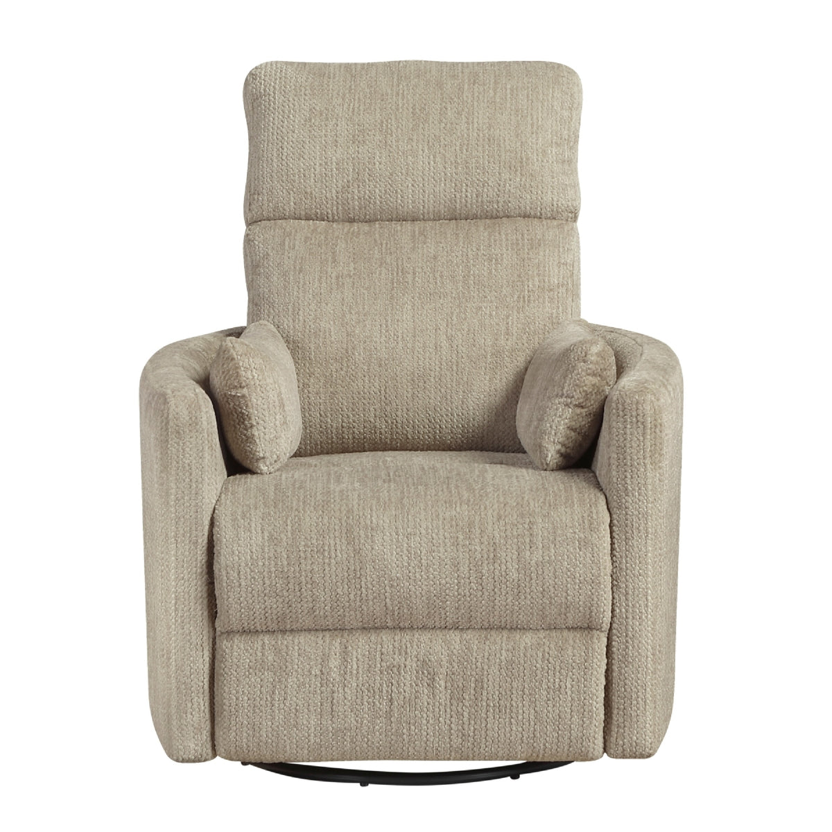 Liny Swivel Manual Glider Reclining Chair with 2 Pillows, Brown Microfiber  - BM347866