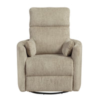 Liny Swivel Manual Glider Reclining Chair with 2 Pillows, Brown Microfiber  - BM347866