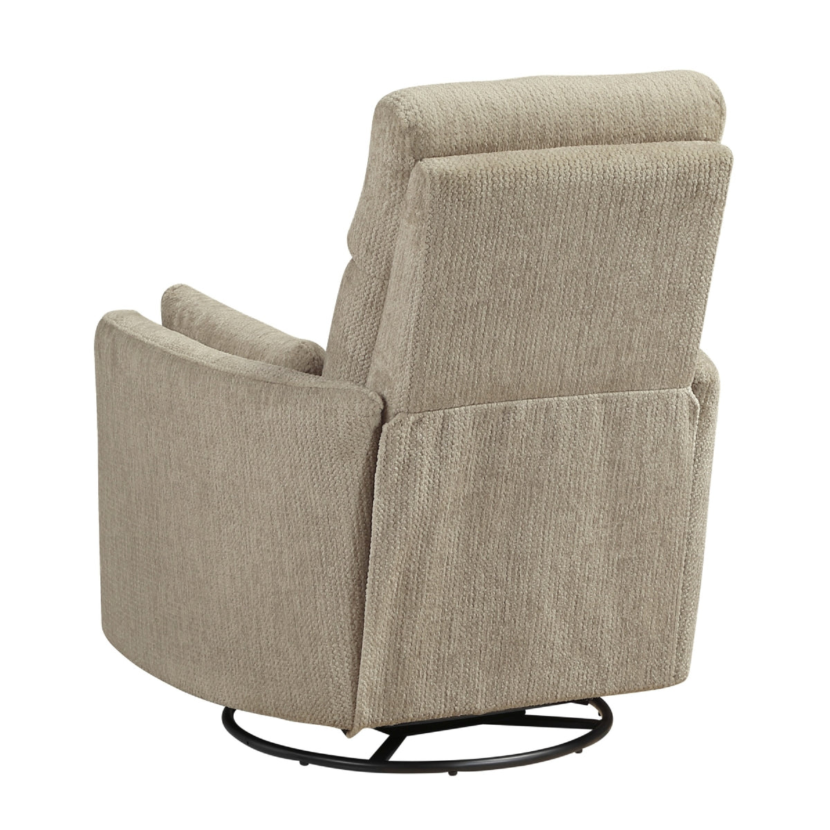 Liny Swivel Manual Glider Reclining Chair with 2 Pillows, Brown Microfiber  - BM347866