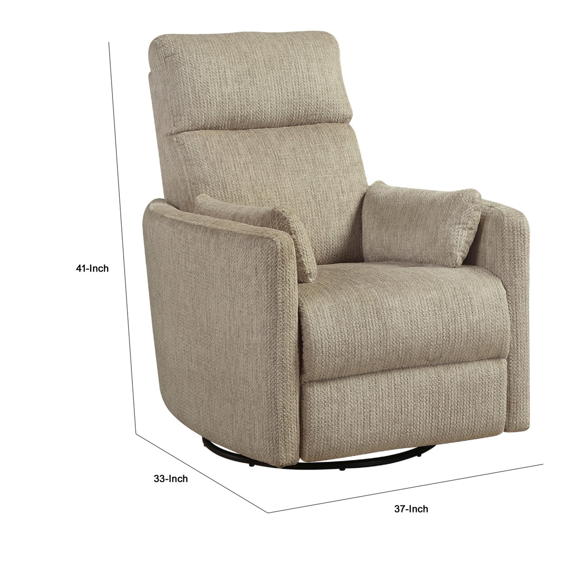 Liny Swivel Manual Glider Reclining Chair with 2 Pillows, Brown Microfiber  - BM347866