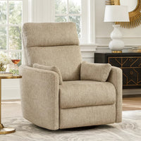 Liny Swivel Manual Glider Reclining Chair with 2 Pillows, Brown Microfiber  - BM347866