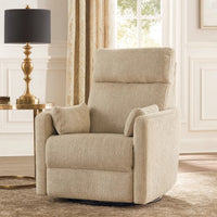 Liny Swivel Manual Glider Reclining Chair with 2 Pillows, Brown Microfiber  - BM347866