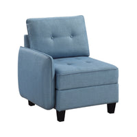 Gey Modular Single Armchair with Storage Seat, Button Tufted Blue Polyester  - BM347867