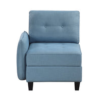 Gey Modular Single Armchair with Storage Seat, Button Tufted Blue Polyester  - BM347867