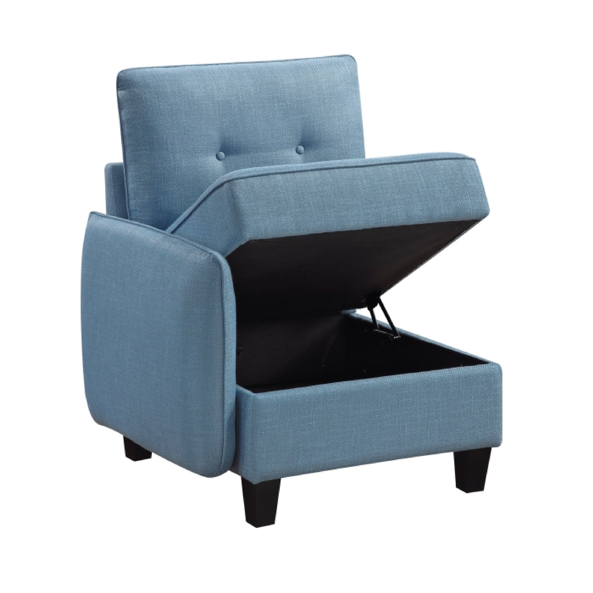 Gey Modular Single Armchair with Storage Seat, Button Tufted Blue Polyester  - BM347867