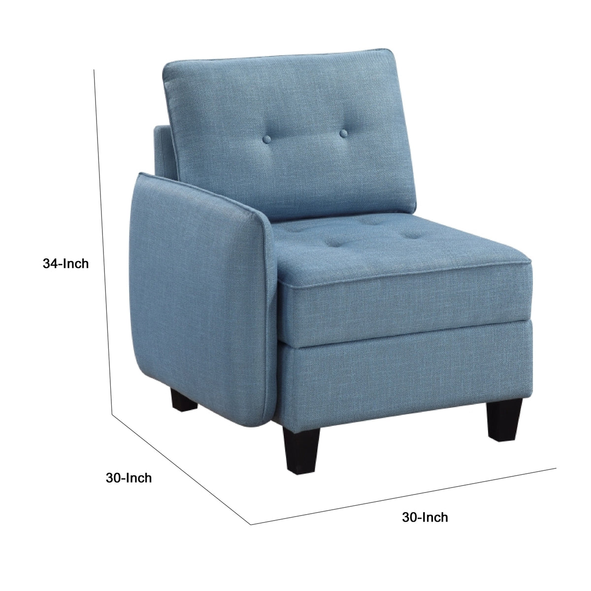 Gey Modular Single Armchair with Storage Seat, Button Tufted Blue Polyester  - BM347867
