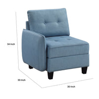 Gey Modular Single Armchair with Storage Seat, Button Tufted Blue Polyester  - BM347867