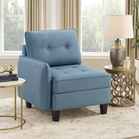 Gey Modular Single Armchair with Storage Seat, Button Tufted Blue Polyester  - BM347867