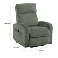 Pary Power Lift Chair, Armrests with Magazine Pocket, Green Corduroy  - BM347870