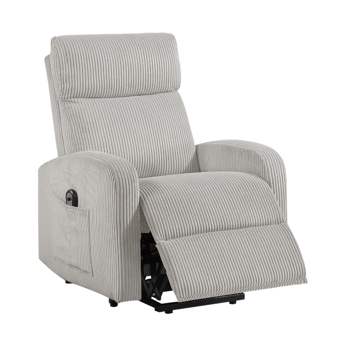 Pary Power Lift Chair, Armrests with Magazine Pocket, Light Gray Corduroy  - BM347871