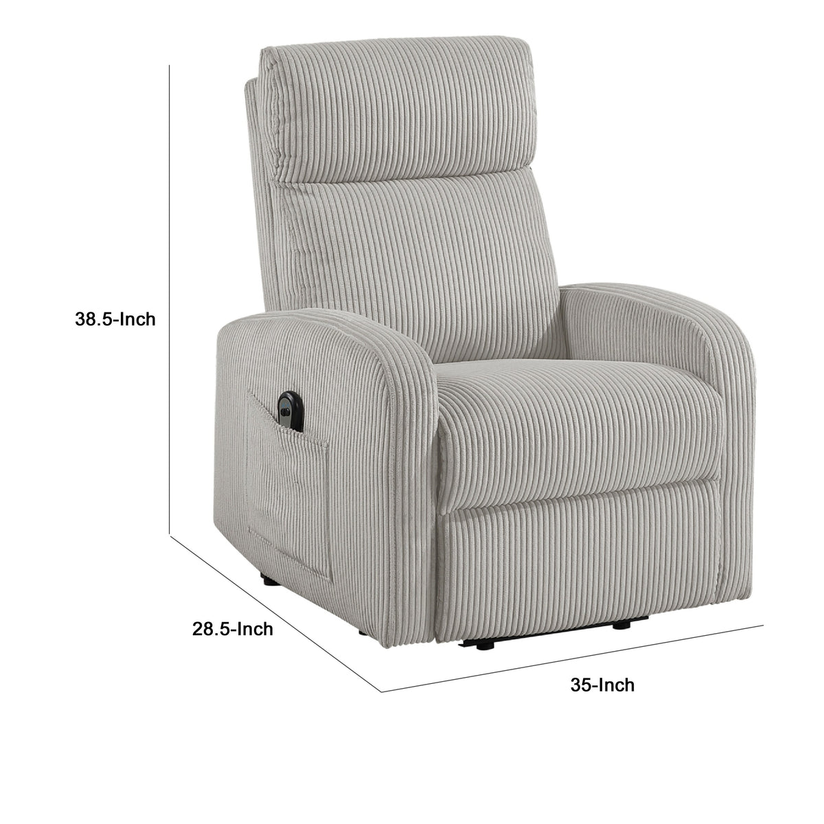 Pary Power Lift Chair, Armrests with Magazine Pocket, Light Gray Corduroy  - BM347871