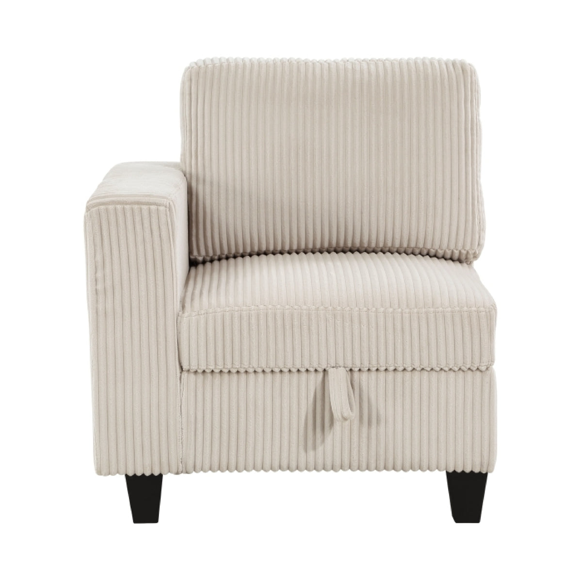 Wely Modular 1 Arm Chair with Lift Storage Seat, USB Ports, Beige Corduroy   - BM347874