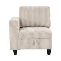 Wely Modular 1 Arm Chair with Lift Storage Seat, USB Ports, Beige Corduroy   - BM347874