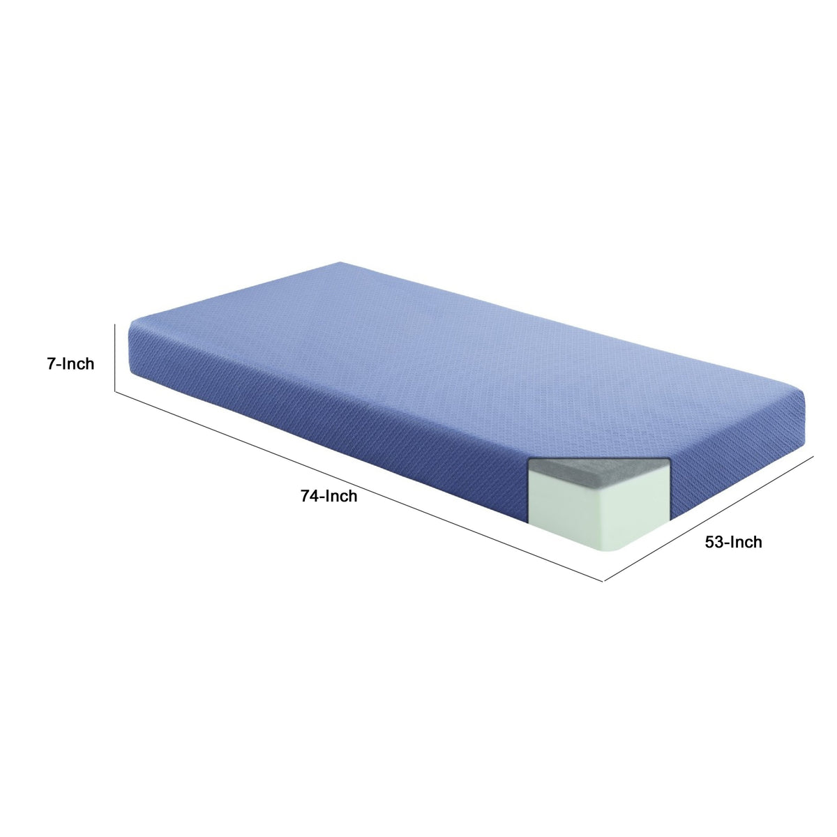 Fia Full Mattress with 1 Pillow, Tea Charcoal Gel Memory Foam, 7 Inch Blue  - BM347888