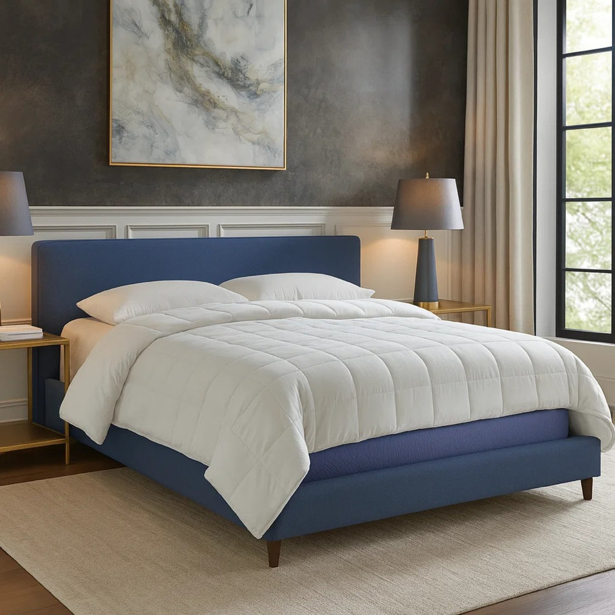 Fia Full Mattress with 1 Pillow, Tea Charcoal Gel Memory Foam, 7 Inch Blue  - BM347888