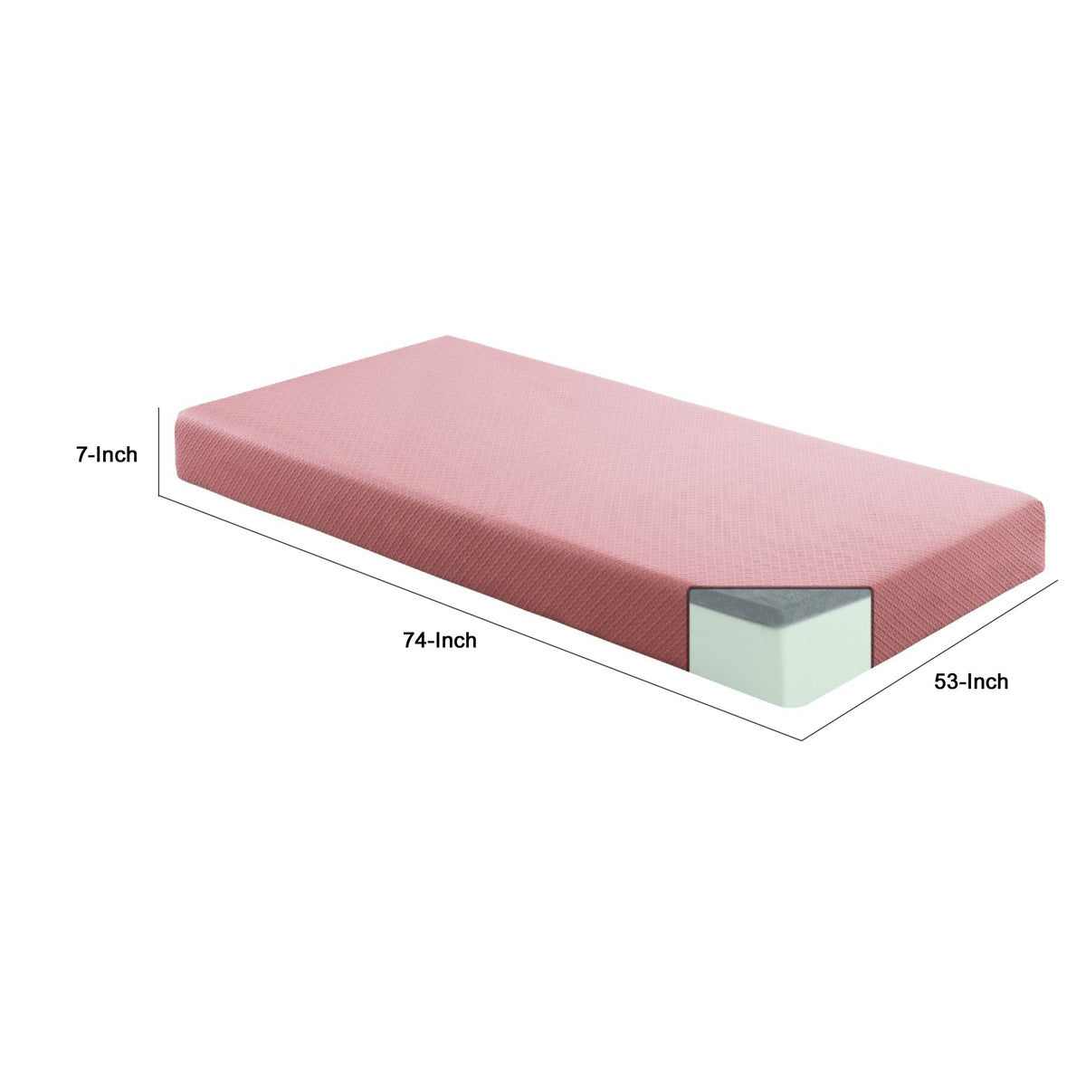 Fia Full Mattress with 1 Pillow, Tea Charcoal Gel Memory Foam, 7 Inch Pink  - BM347889