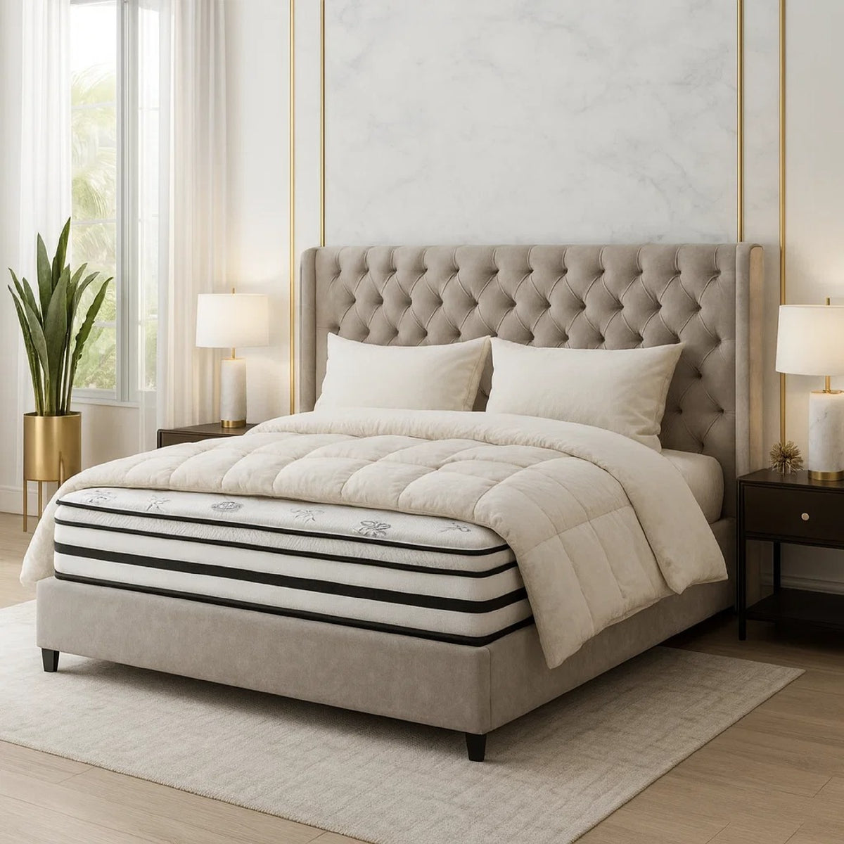 Via King Size Mattress, 4 Layer Hybrid Green Tea Infused Foam, 12 Inch  - BM347891