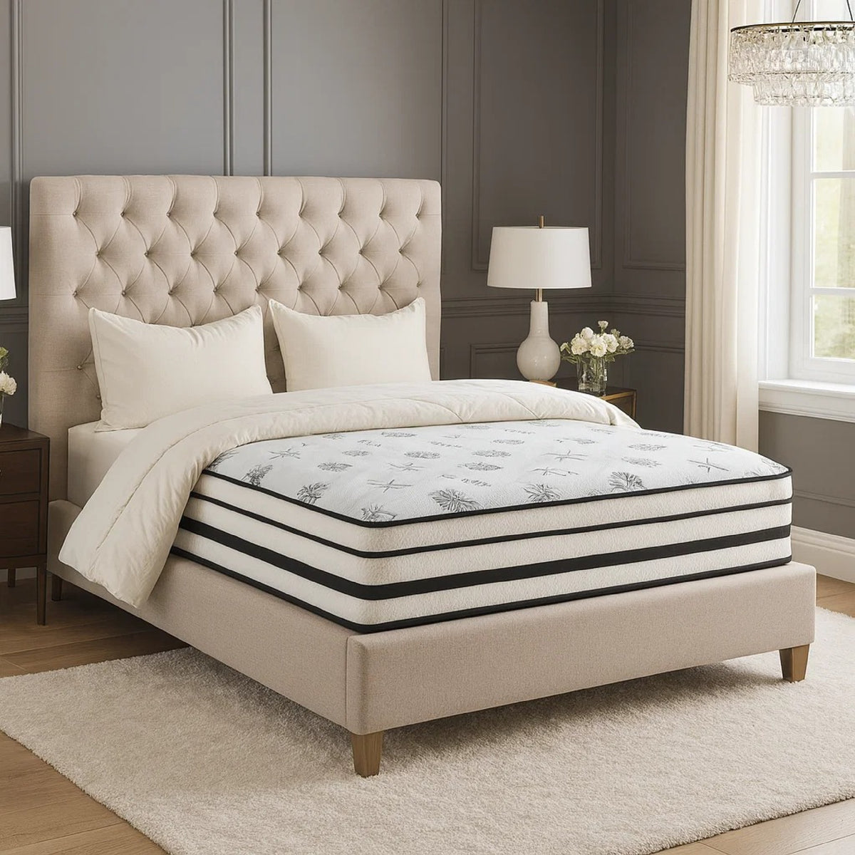 Via Queen Size Mattress, 4 Layer Hybrid Green Tea Infused Foam, 12 Inch  - BM347893