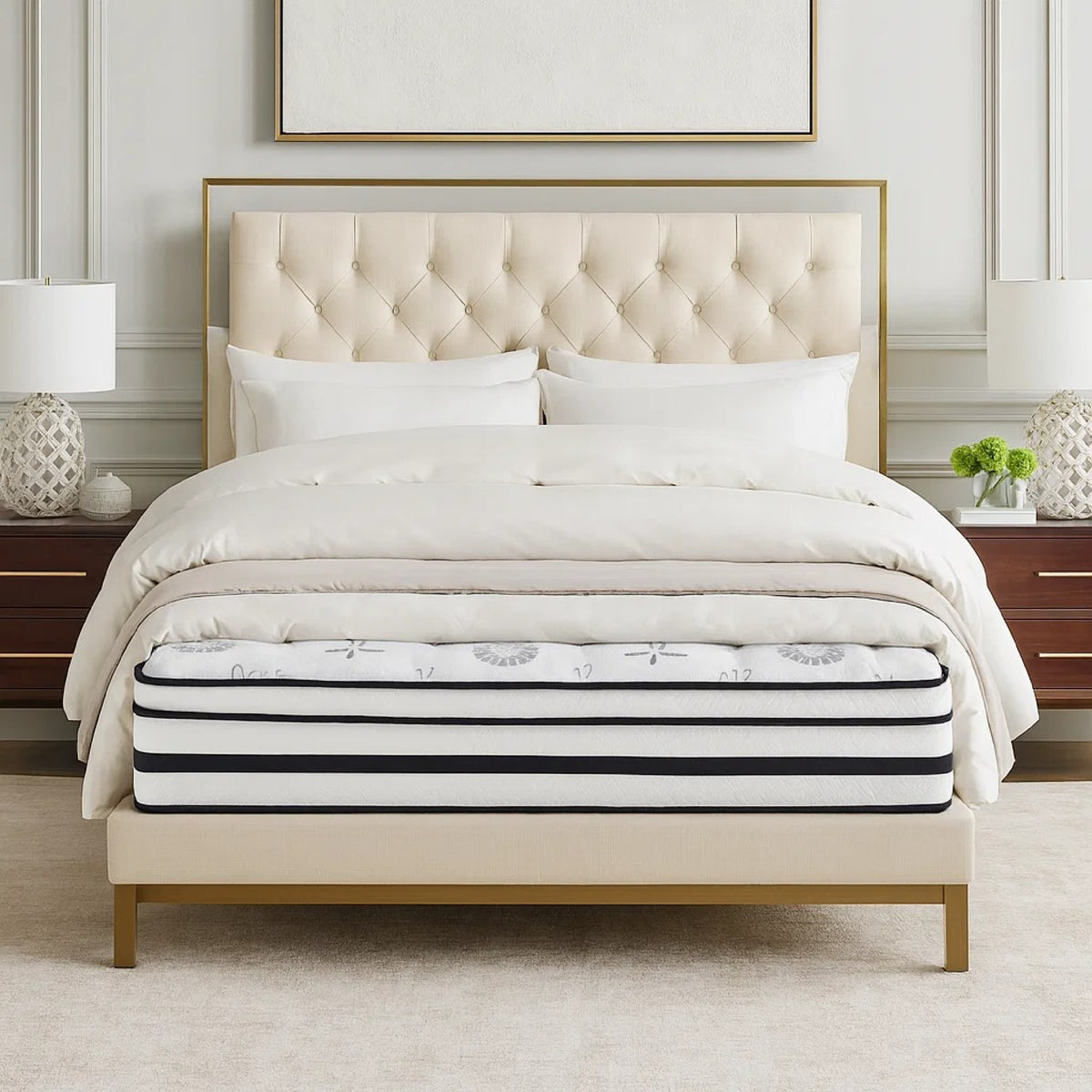 Via Queen Size Mattress, 4 Layer Hybrid Green Tea Infused Foam, 12 Inch  - BM347893