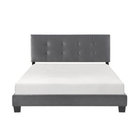 Viki Queen Platform Bed, Button Tufted, Dark Gray Velvet Upholstery  - BM347895